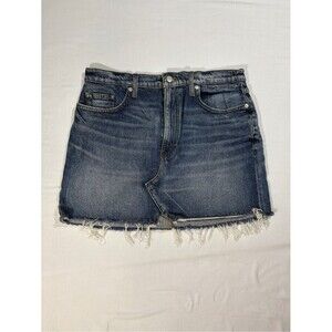 Lucky Brand High Rise Cut Off Raw Hem Denim Mini Skirt Medium Wash Women Size 14